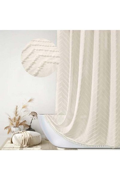 Generic YOUWE7 Boho Shower Curtain Tassel Woven Fabric Shower Curtain Modern ...