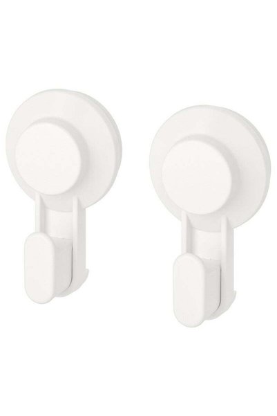 Generic Hook with Suction Cup, Pack of 2 – White | Removable Wall Hook