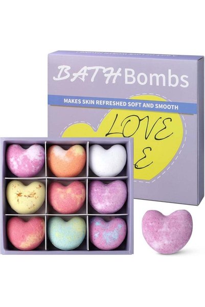 Generic Foot Bath Bombs Large Size 9 Scents，Organic Heart-Shaped Bath Bomb Gi...