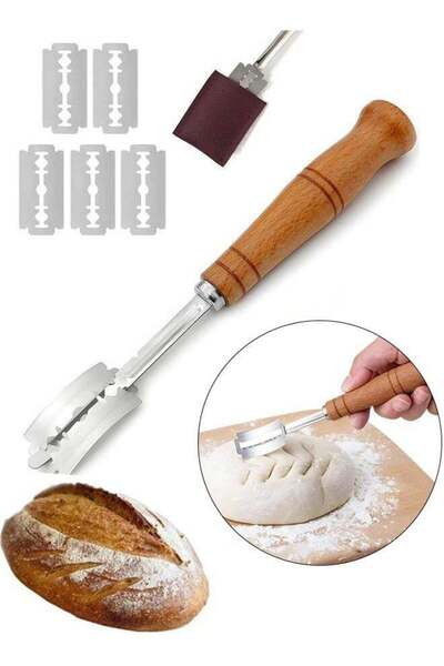 Generic Premium Hand Crafted Bread Lame Dough Scoring Knife with 5 Replacemen...