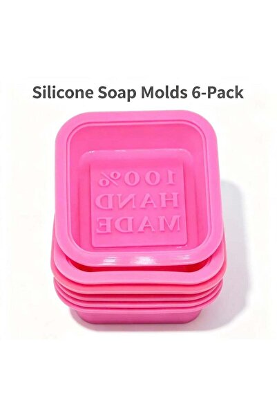 Generic 6 Pack Silicone Soap Molds Square Hand Made Embossed Molds, Food‑Grad...