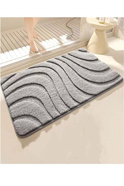 Generic 1-Piece Bathroom Non-Slip Rug Mat Water Absorption Mat Flocking Grey ...