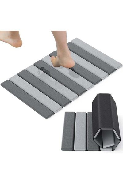 Generic Stone Bath Mat Foldable Diatomaceous Earth Bath Mat Non-Slip Absorben...