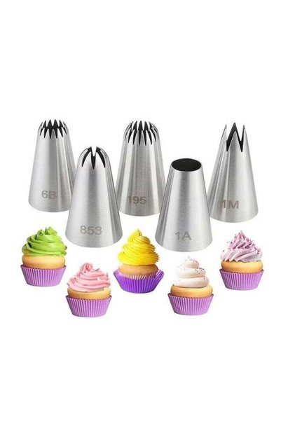 Generic 5PCS Large Piping Tips Set, Stainless Steel Cake Decorating Tips, Fro...
