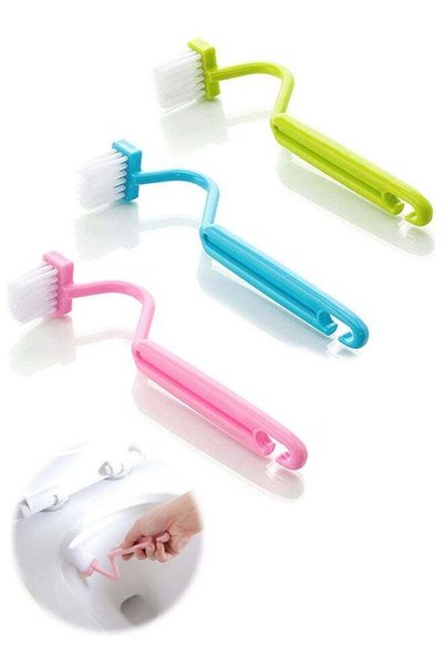 Generic 3 Pcs Curved Plastic Toilet Brushes, Flexible Rim Cleaner Deep Clean ...