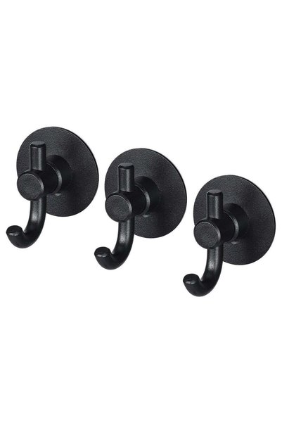 Generic Hook, Self-Adhesive, Black – 3 Pack