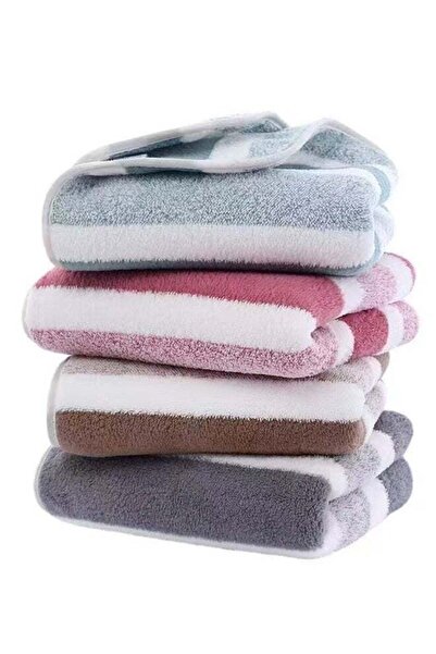 Generic 4 Pcs 100% Microfiber Soft Velour Bath Towels Set 13.7"× 29.5" - Stri...