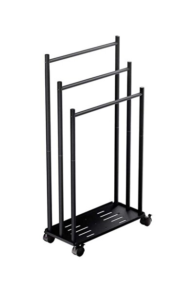 Generic 3-Tier Rolling Towel Rack with Wheels, Black Metal Freestanding Towel...