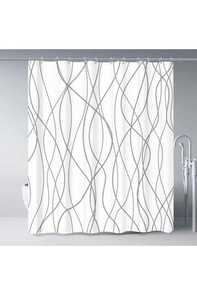 Generic Shower Curtain, Fabric Shower Curtain for Bathroom, Grey and White Fa...