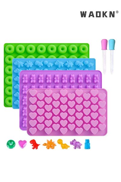 Generic 6 PCS Silicone Gummy Candy Molds with 2 Droppers, Mini Sized Non-stic...
