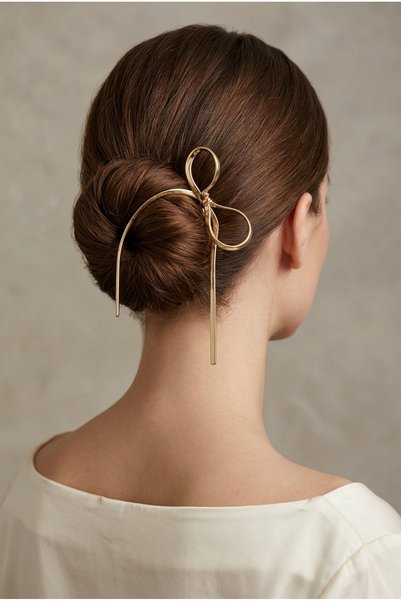 Cinderella Accessories Zarif Sallantılı Kurdeleli Fiyonklu Kadın Gold Metal F...