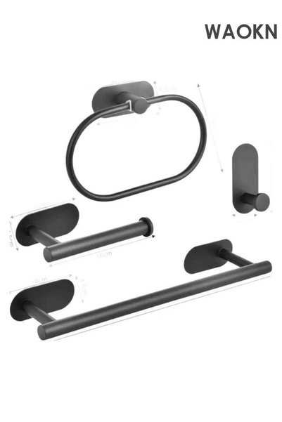 Generic 4-Pieces Matte Black Bathroom Hardware Set Adjustable Bathroom, Inclu...