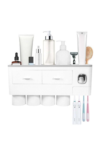 Generic 4 Cups Wall Mounted Toothbrush Holder, Multipurpose Space-Saving Hold...