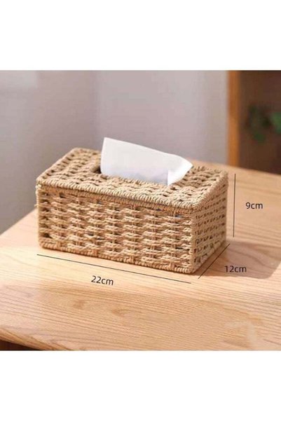 Generic Desktop handmade grass woven tissue box home living room car paper bo...