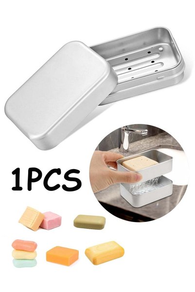 Generic 1PCS Stainless Steel Travel Soap Case with Lid, Drain Layer Moisture ...