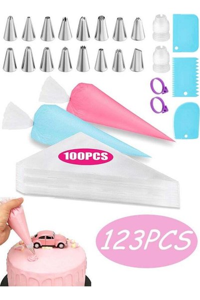Generic 123Pcs 12 Inch Anti Burst Piping Bags and Tips Set Cake Decorating Ki...