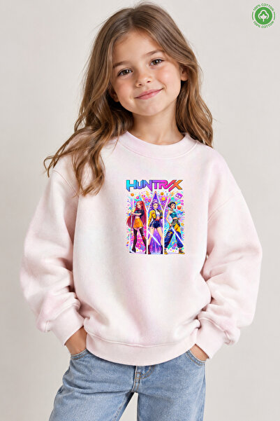 No9Wear K-pop Demon Hunters ( Huntrix ) Tasarım Baskılı Unisex Çocuk Sweatshi...