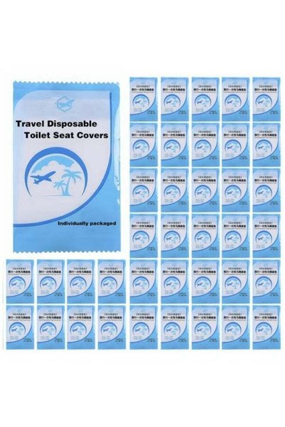 Generic 50 Piece Disposable Toilet Cover Set, Individually Wrapped (Transparent)