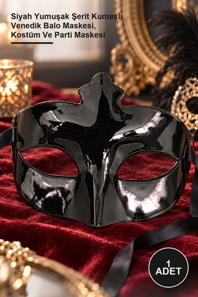 Yenilig 1 Mască de ochi pentru mascaradă - Mască de bal venețiană cu șnur moale negru, mască de costum și de petrecere