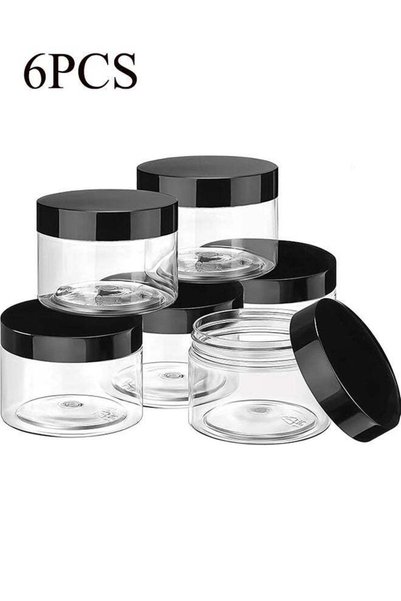 Generic Cosmetic Cream Jars, 6-Pack, Small Plastic Storage Containers with Li...