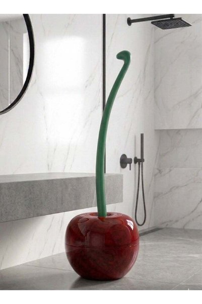 Generic Toilet Brush Set with Holder - Cute Cherry Design, Anti-Splash Toilet...