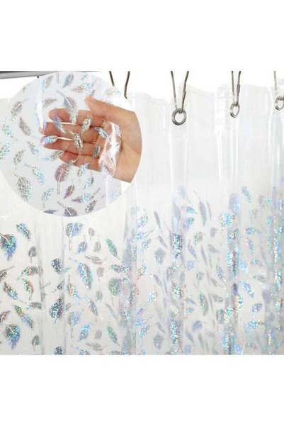 Generic EVA Shower Curtain Liner Glitter Feather, 72x72 Premium Clear Plastic...