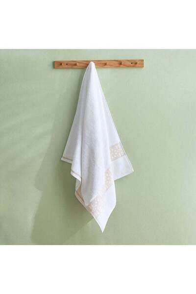 Generic Cotton Bath Towel - White with Gold Embellishments