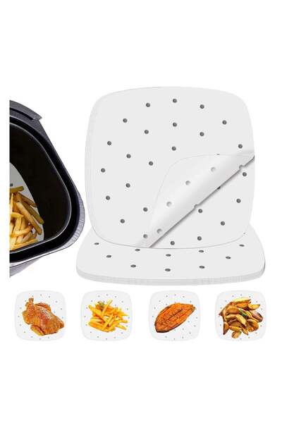 Generic 100PCS 8.5 inch Air Fryer disposable paper liner - Square Perforated ...
