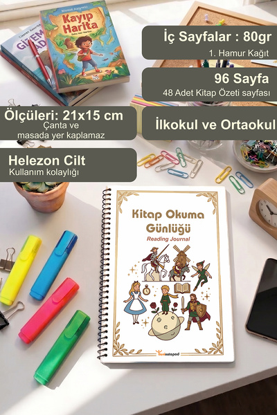 Tieni Kitap Okuma Günlüğü Reading Journal A5 Boyut 21x15cm Helezon Ciltli İlk...