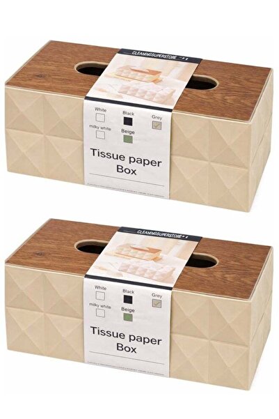 Generic 2 Beige Modern Tissue Box Cover with Lid – Decorative Rectangular Tis...