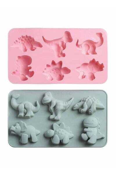 Generic 2 Pcs Dinosaur Silicone Cake Molds Kid' s Cartoon Dino Chocolate Gumm...
