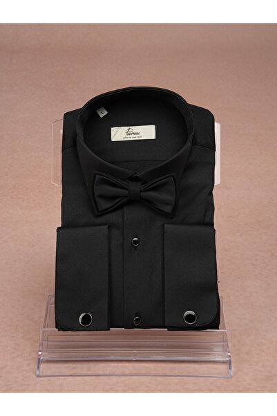 PAREZ Slim Fit Groom's Suit Stone Collar Shirt