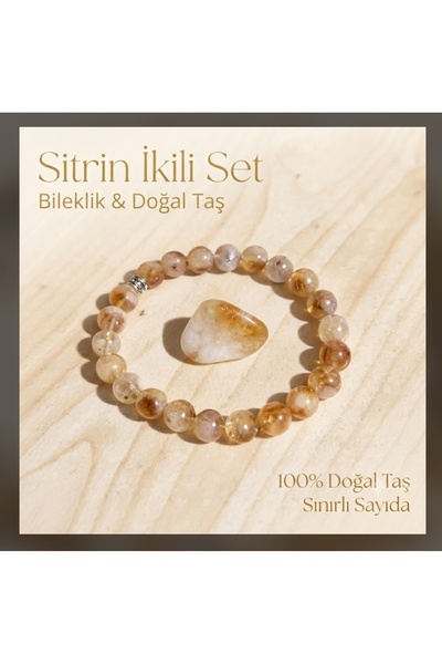 best bioenerji taş terapi Citrine Natural Stone Bracelet and Tımbıl Double Se...