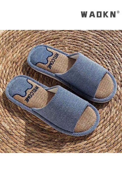Generic Slippers for men Memory Foam House Bedroom Slippers,Open Toe Linen Co...