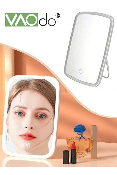 Generic Portable Makeup Mirror with 3-Color Lighting, USB Rechargeable LED Va...