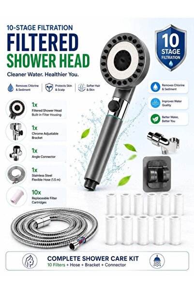 Generic Filtered Shower Head, Handheld High-Pressure with 10 Replaceable Filt...