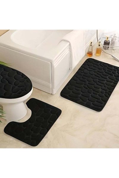 Generic MostNow 2 Pcs Bath Mat Set, Pebble Bath Mat and U-Shaped Toilet Mat, ...