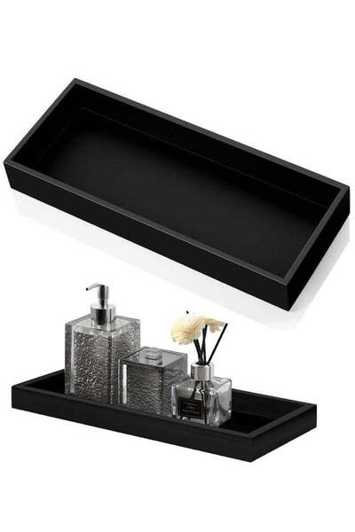 Generic Bathroom Vanity Tray Black, Shatterproof Rectangular Cosmetic Organis...