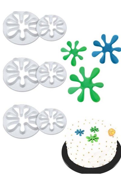 Generic 6 Pcs Splatter Paint Cookie Chocolate Fondant Mold Set, Mini Baking M...