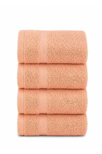 Generic 4-Piece Fast Absorbent Hand Towel Set Peach 40 x 70cm