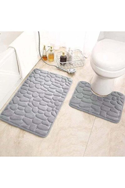 Generic MostNow 2 Pcs Bath Mat Set, Pebble Bath Mat and U-Shaped Toilet Mat, ...