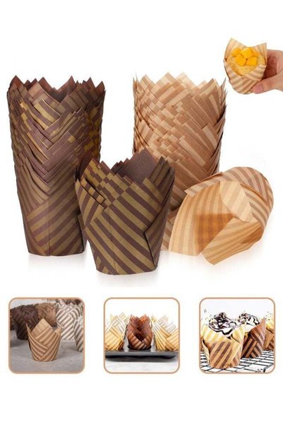 Generic Set of 100 Tulip Cupcake Liner, Baking Paper Cups Muffin Liners Wrapp...