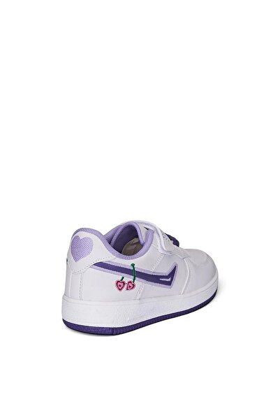 AlbiShoes Çocuk Işıklı Okul Günlük Spor Ayakkabı Kiraz Desenli Cırtlı Kaymaz Taban Rahat Sneaker