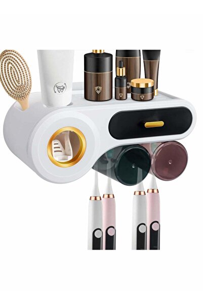 Generic Toothbrush Holder with Toothpaste Dispenser, Multifunctional Wall Mou...