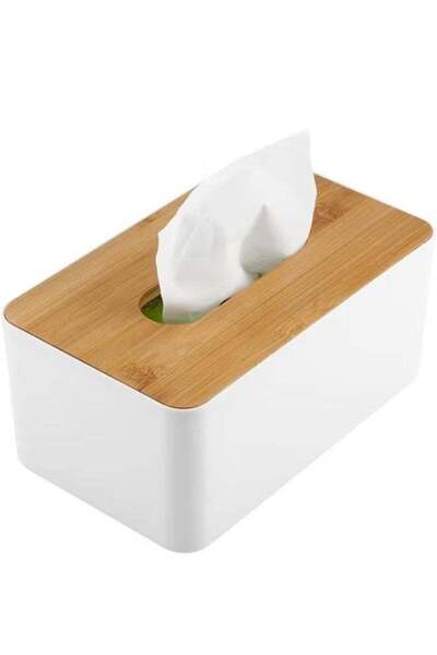 Generic Modern Rectangular Tissue Box – White Plastic Facial Tissue Holder wi...