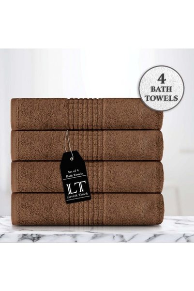 Generic Lavish Touch Mosaic 4 Pack Premium Bath Towels Mocha (70 x 140 cm) 10...