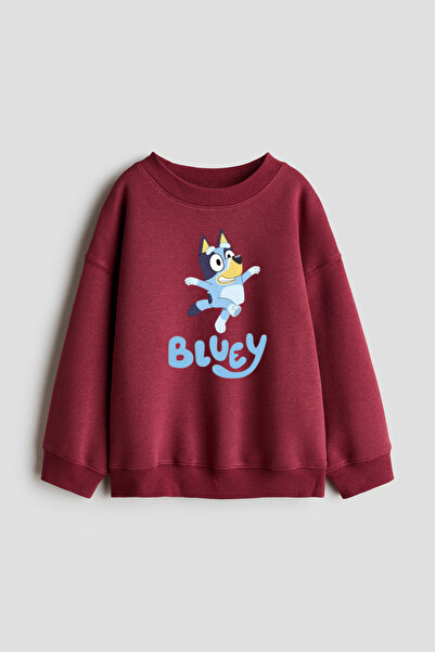 Bluey Baskılı Çocuk Sweatshirt Unisex 4-14 Yaş