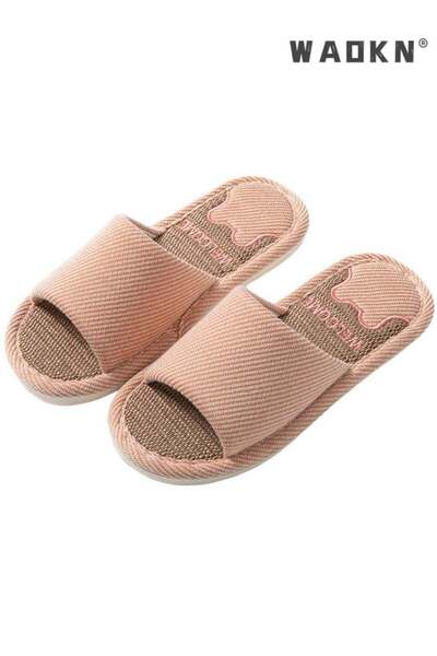 Generic Slippers for Women Memory Foam House Bedroom Slippers,Open Toe Linen ...