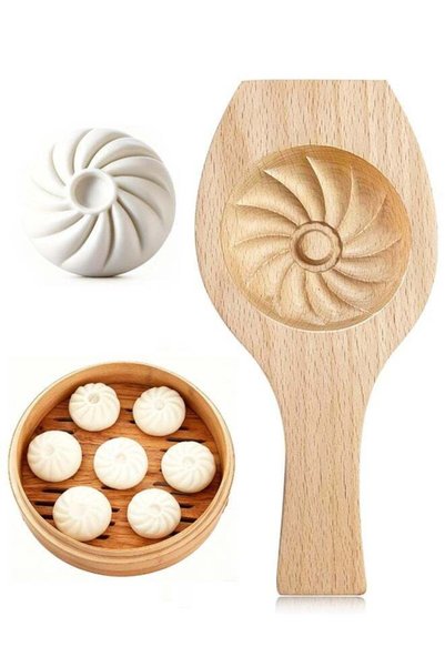 Generic Wooden Baozi Mold Handmade Steamed Bun Pastry Baking Tool
