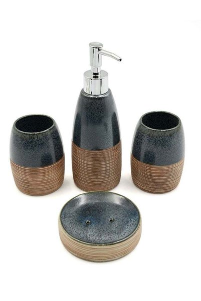Generic Beram 4 Pcs set Ceramic Bathroom Kitchen Accessory Set Glossy Finish ...